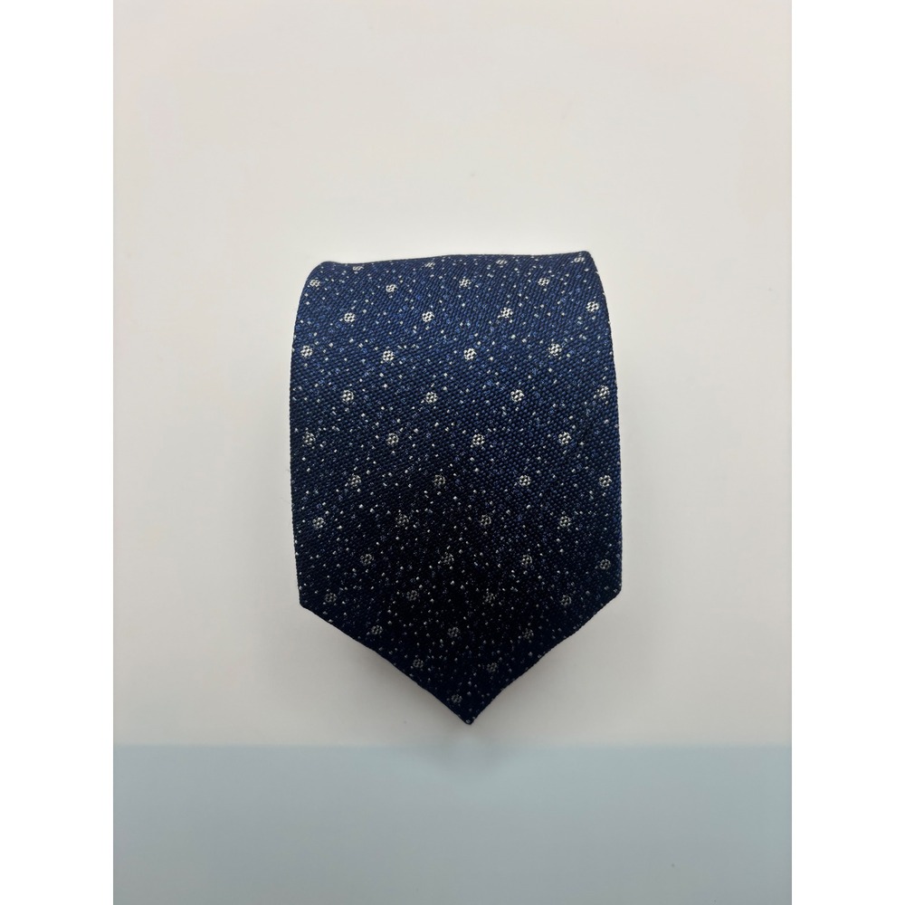 Rajawongse Clothier Jesse Victor Navy Geometric Dot 100% Silk Tie Hand Made